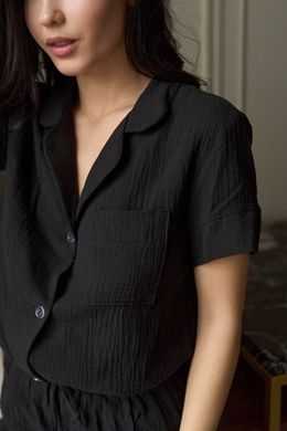 Фото Женская муслиновая пижама Шорты и Рубашка Черная